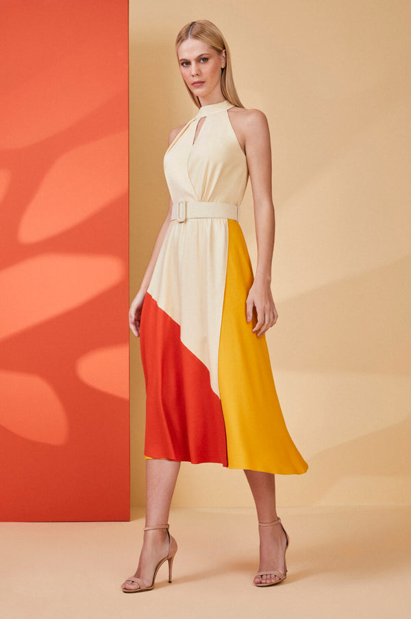 COLOR BLOCK MIDI DRESS CHOLET 901240315