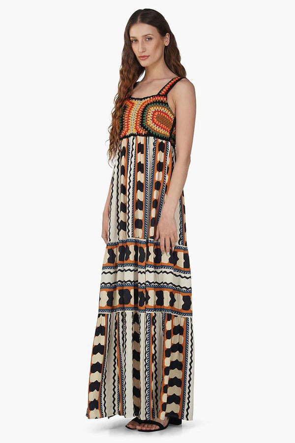 JUNGLE STRAP A&B MAXI DRESS