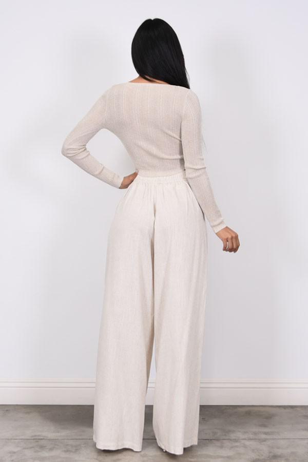 LUNEL LUREX TOP LINEN PANTS SET 5798