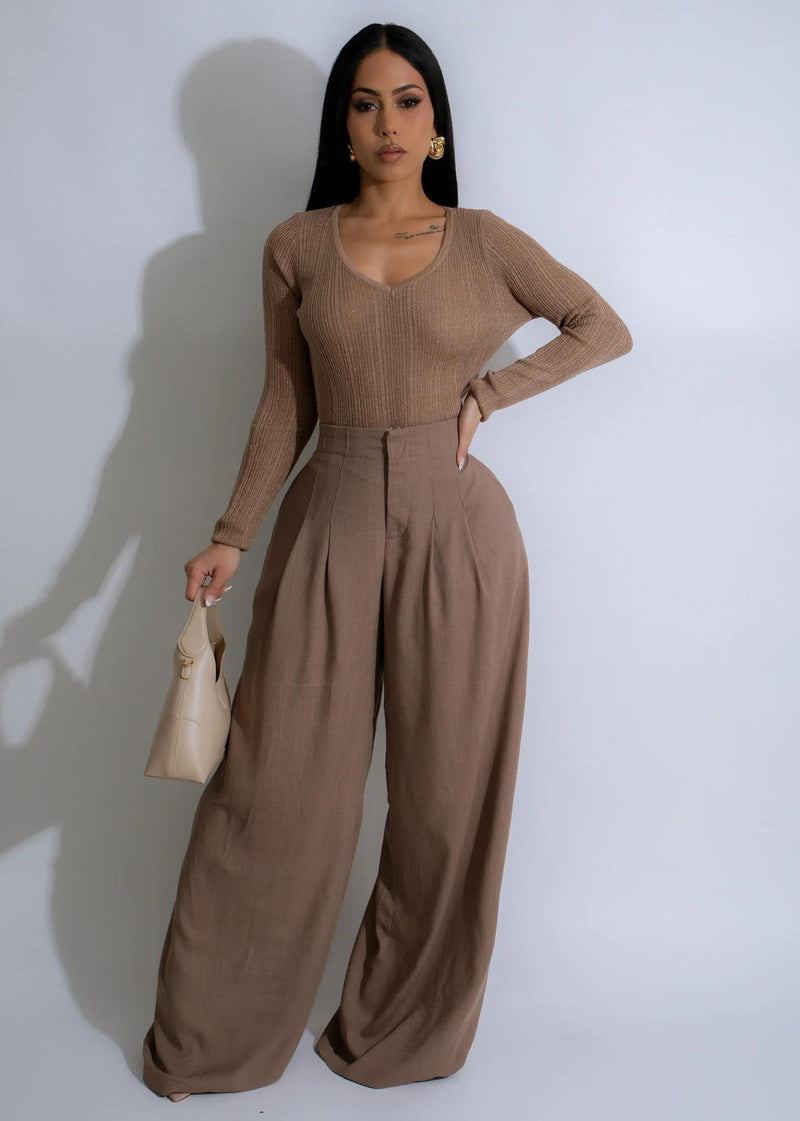 LUNEL LUREX TOP LINEN PANTS SET 5798